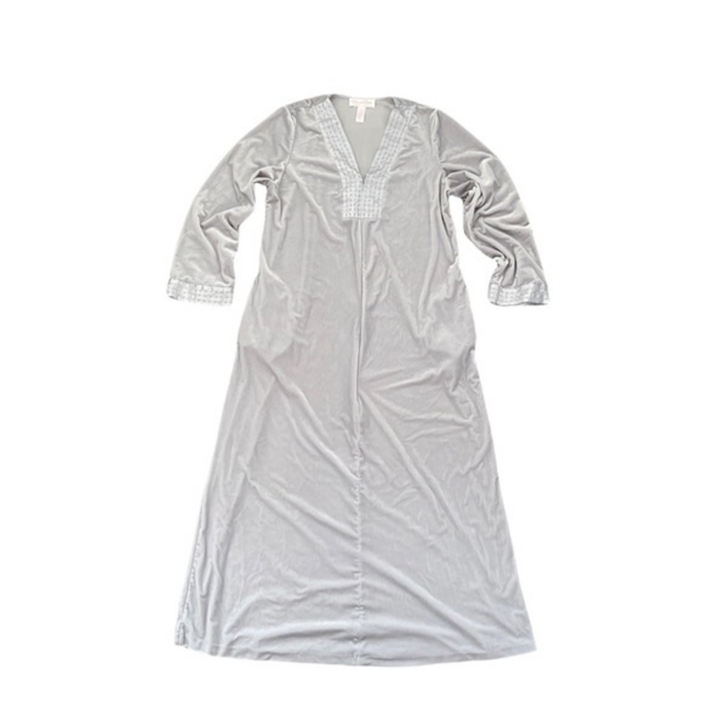 Oscar De La Renta Pink Label Sahara Nights‎ Gray/Silver Velvet Caftan